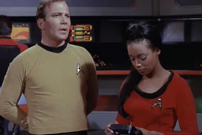 Shatner with Maurishka as Yeoman Zahra