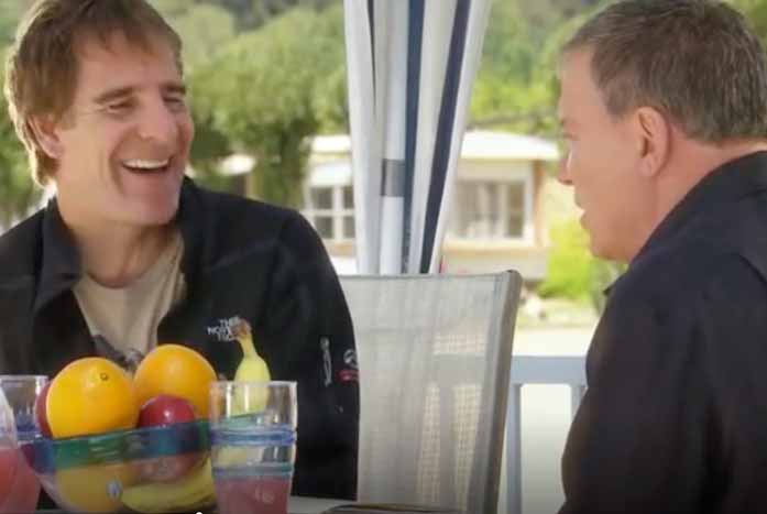 Scott Bakula and Shatner meet for the first time on "The Captains." Courtesy of 455 Films