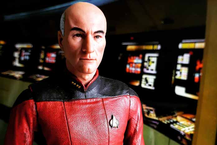 One of DeQuadros’ amazing toy photos — this one of Jean-Luc Picard. Photo by John DeQuadros