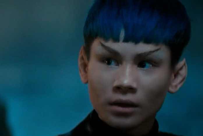 Gray as a blu-haired Vulcan. A nice look! Courtesy of CBS